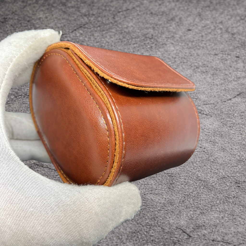 Écrin de Voyage Luxe – Cuir Cognac (1 Montre)