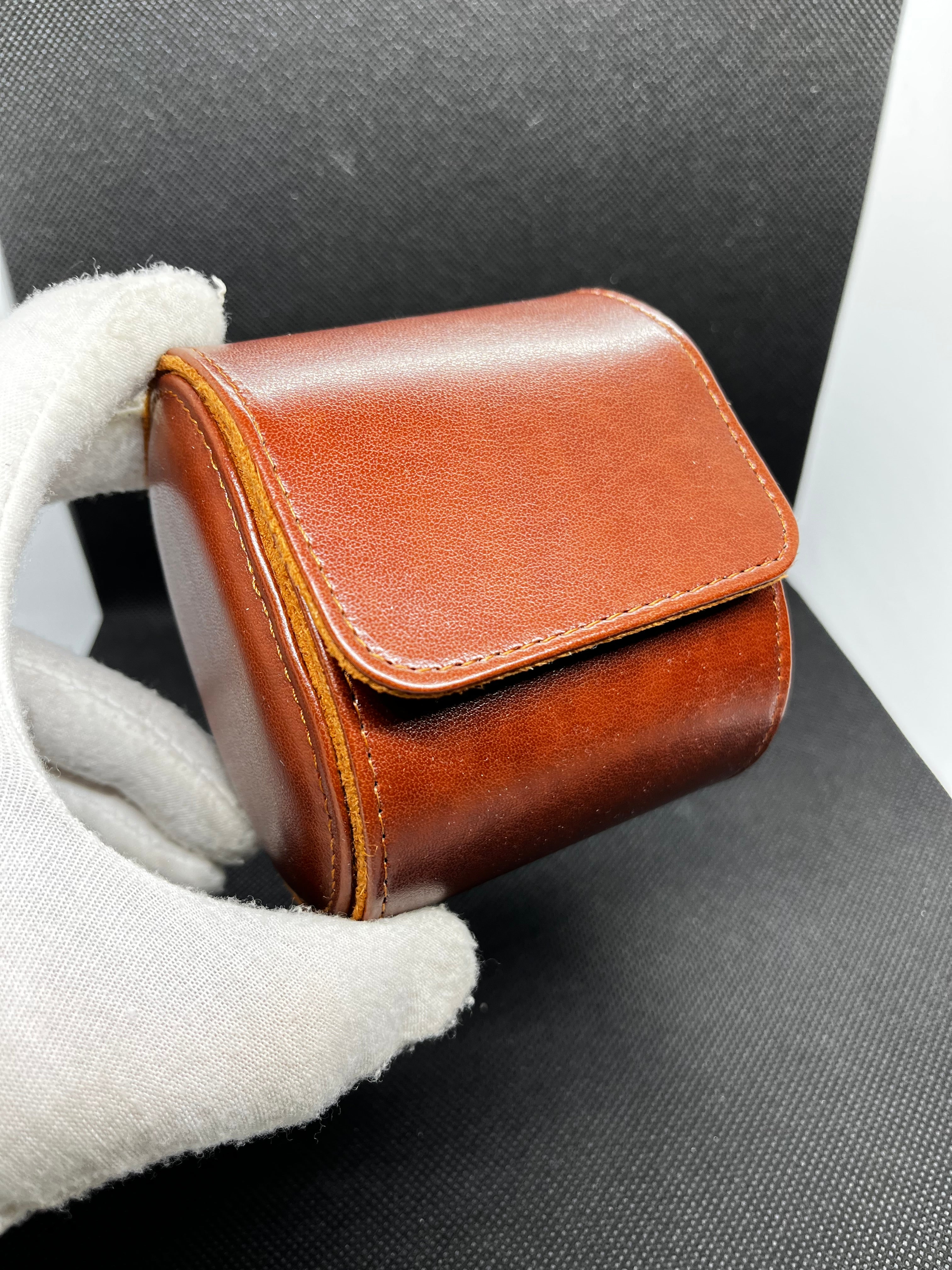 Écrin de Voyage Luxe – Cuir Cognac (1 Montre)