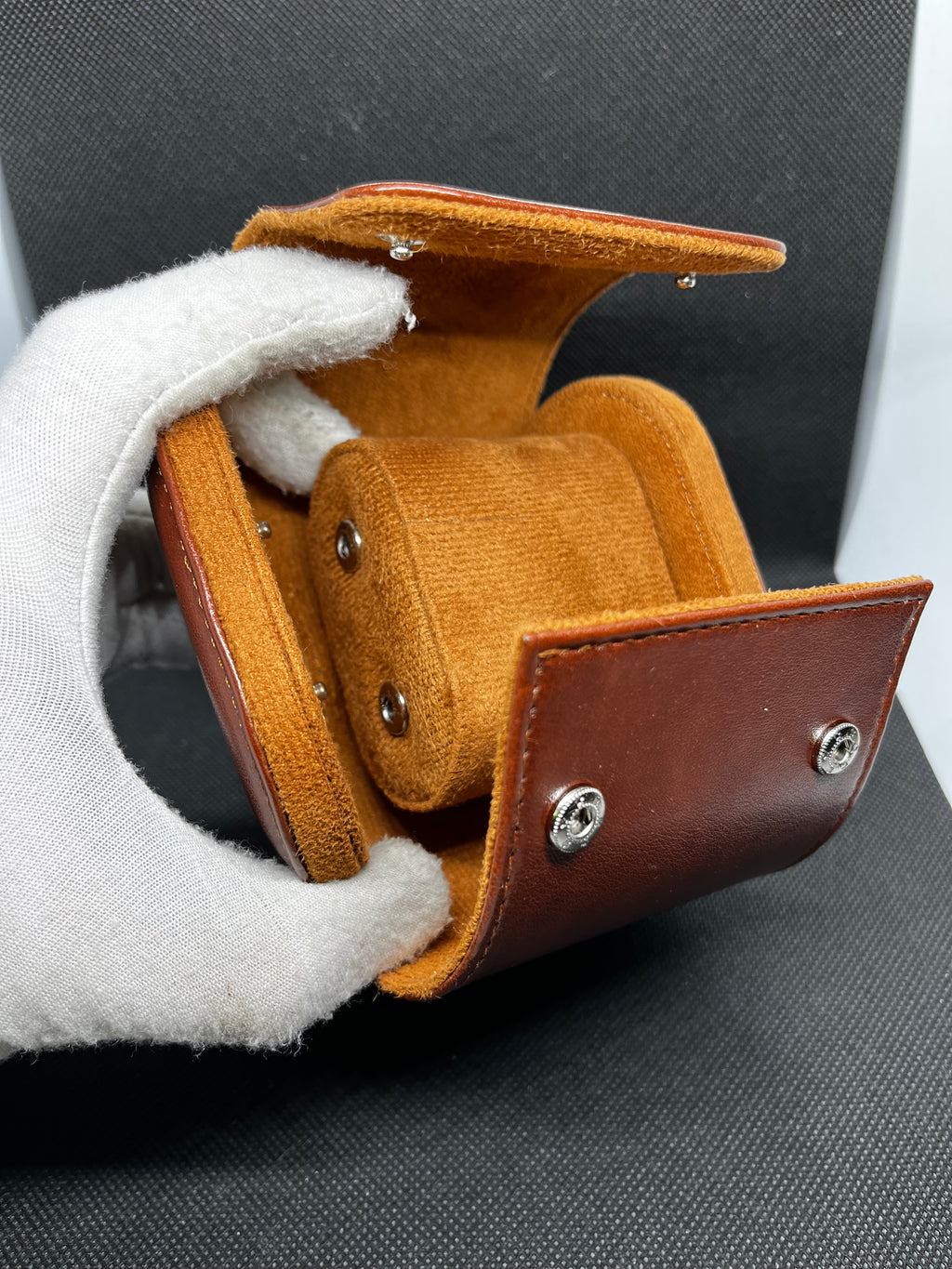Écrin de Voyage Luxe – Cuir Cognac (1 Montre)