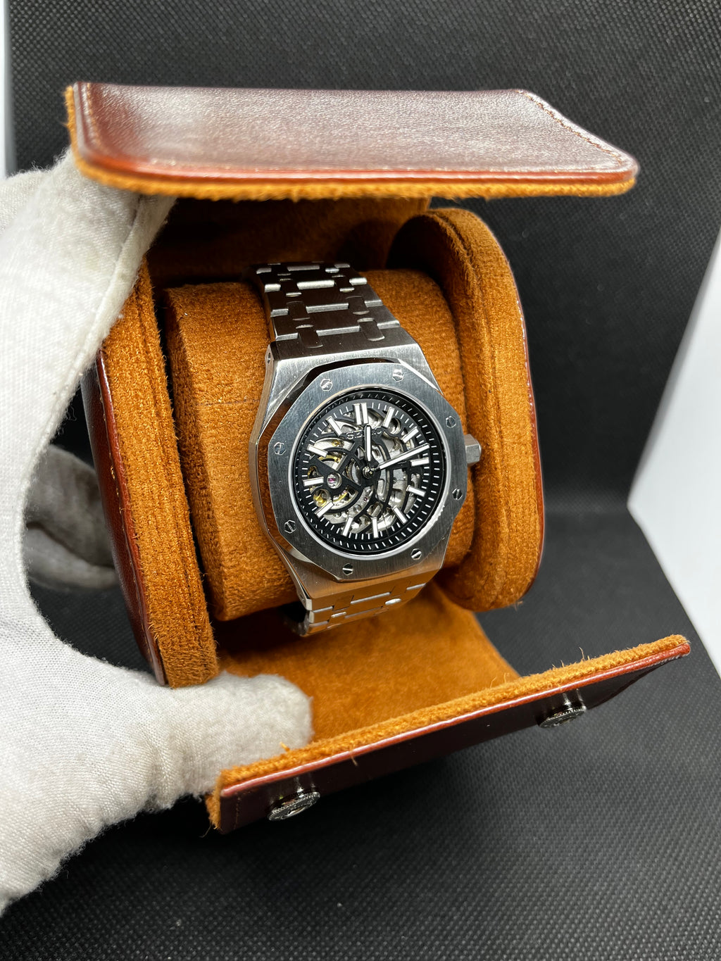 Écrin de Voyage Luxe – Cuir Cognac (1 Montre)