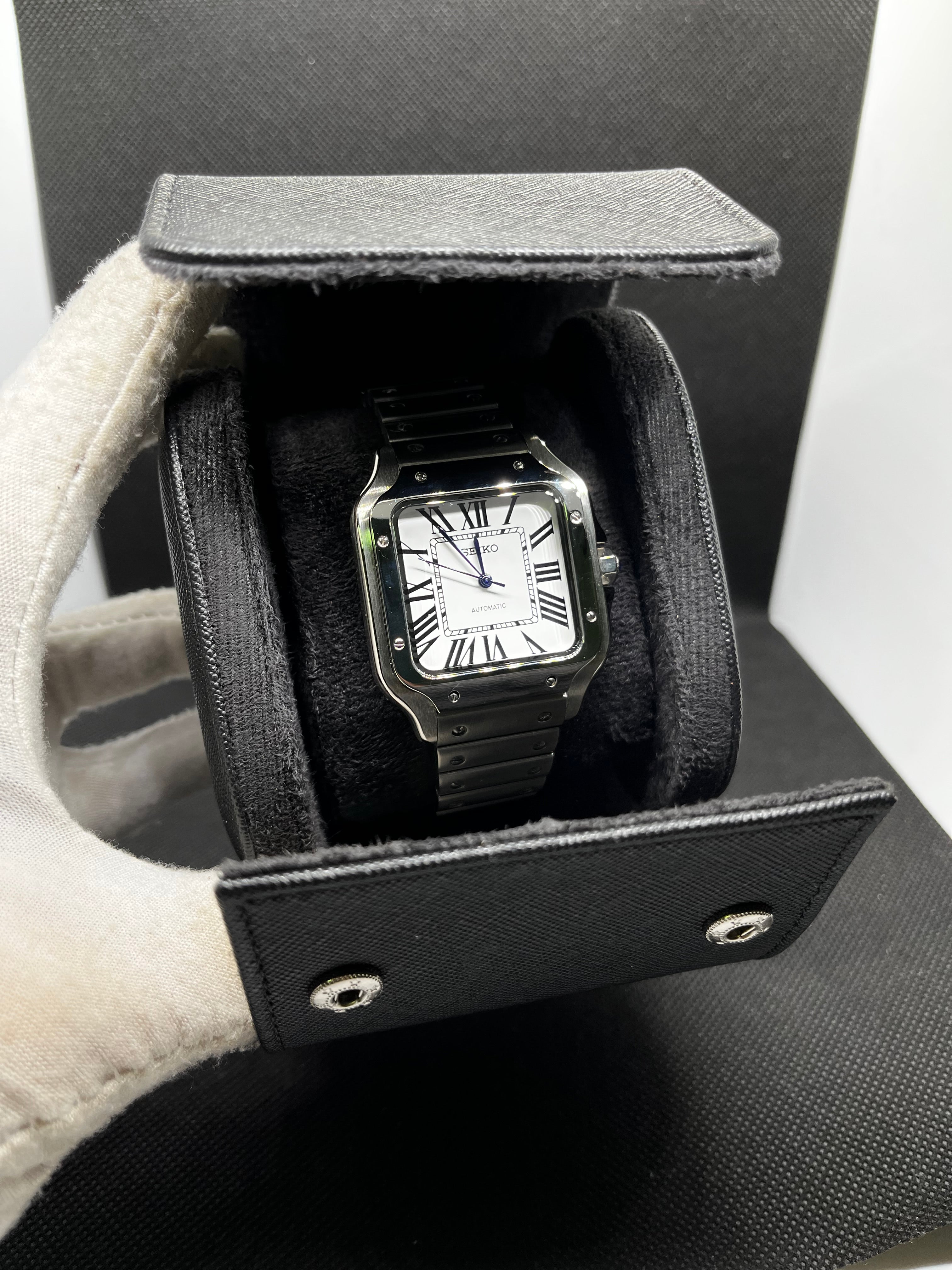 Écrin de Voyage Luxe – Cuir Noir Texturé (1 Montre)