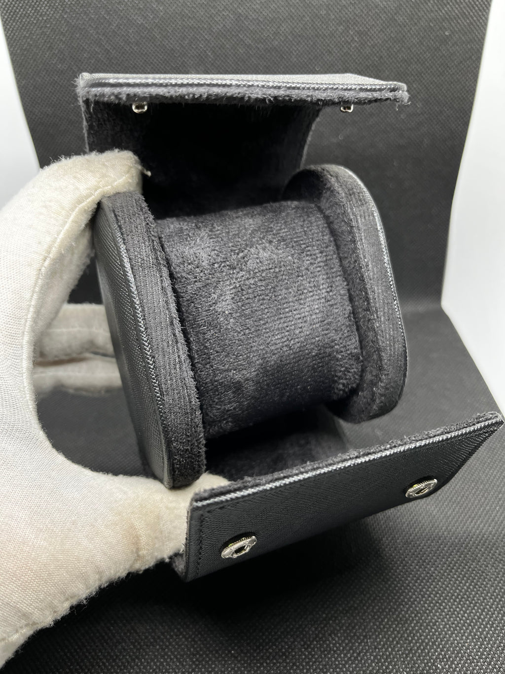 Écrin de Voyage Luxe – Cuir Noir Texturé (1 Montre)