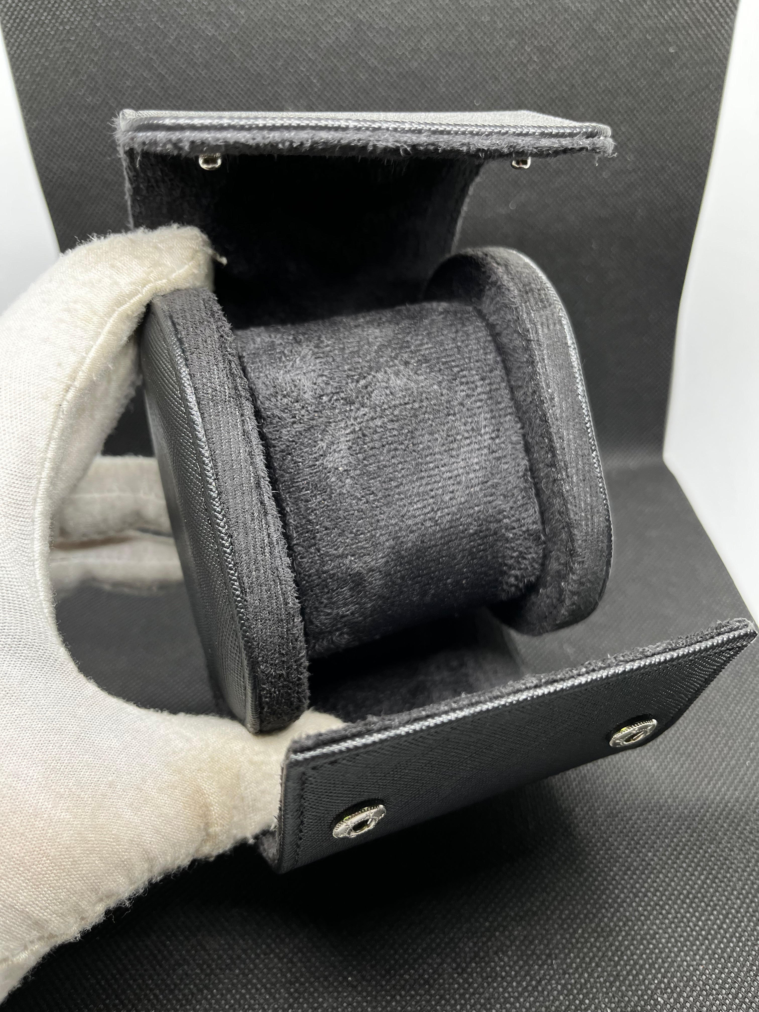 Écrin de Voyage Luxe – Cuir Noir Texturé (1 Montre)