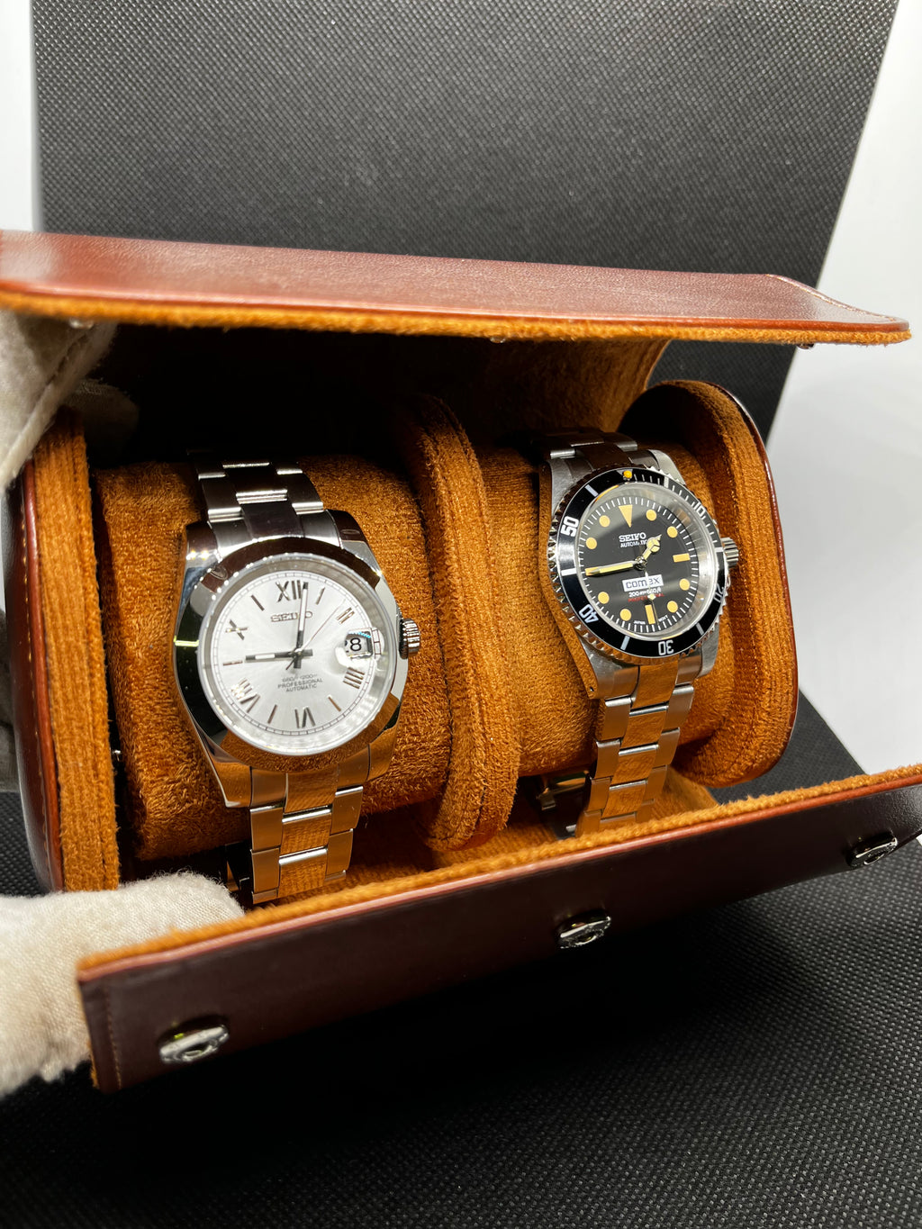 Coffret de Voyage Luxe – Cuir Cognac (2 Montres)