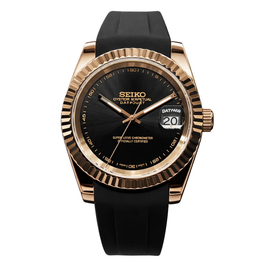 Datejust – Noir Gold (Bracelet Caoutchouc)